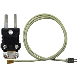 Thermocouple: Type J, 10 ft, 24 AWG, Fiberglass-Insulated