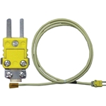 Thermocouple: Type K, 10 ft, 24 AWG, Fiberglass-Insulated